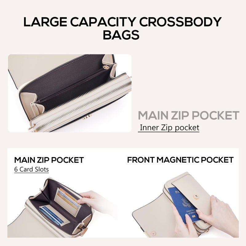 Roulens Small Crossbody Bag for Women,Cell Phone Purse Women's Shoulder Handbags Wallet Purse with Credit Card Slots - Image 4